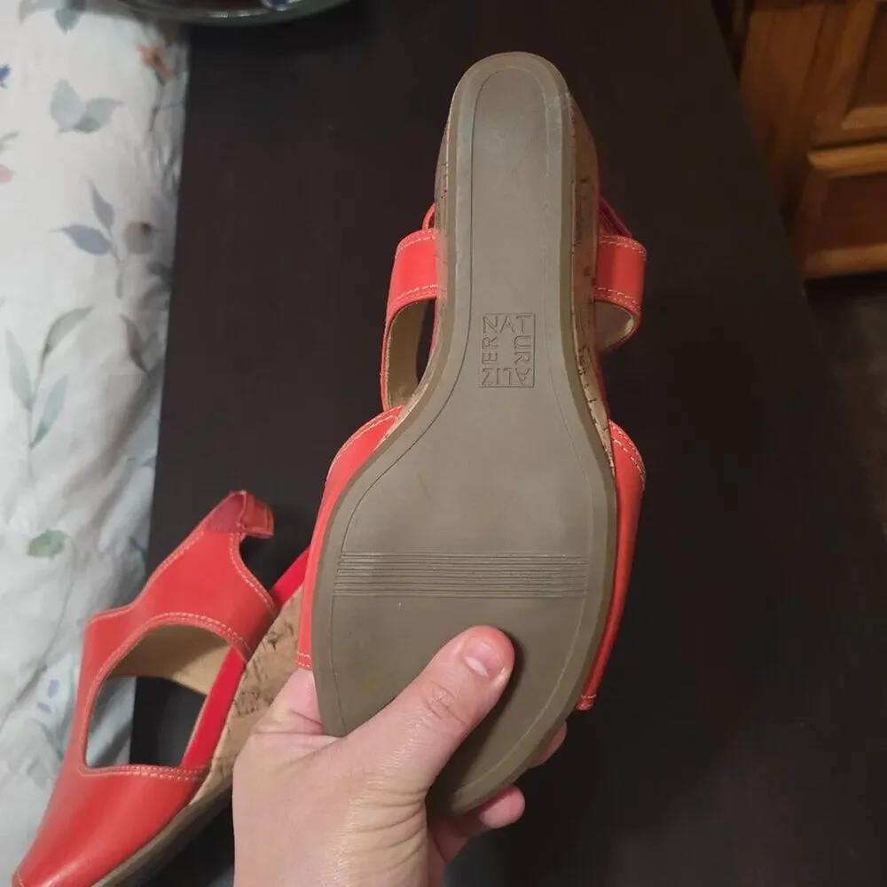Naturalizer Cinda‎ Wedge Sandal Cork in Orange Papaya Taylor Swift Size 9.5